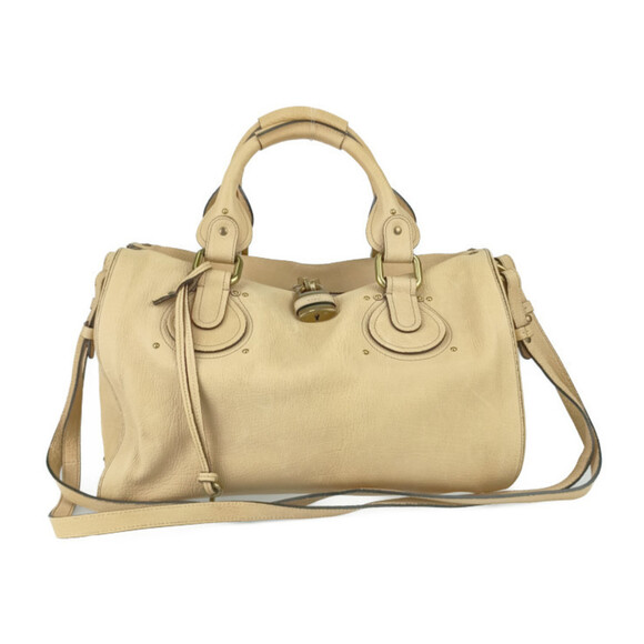 CHLOE Beige Leather Boston Bag - Picture 1 of 10